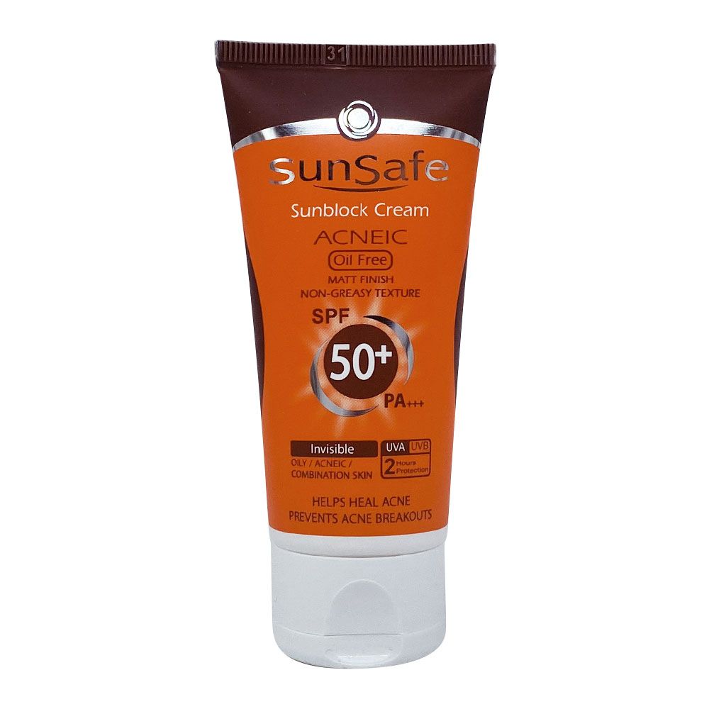 كرم ضد آفتاب بدون رنگ آنتی آکنه +SPF 50 سان سیف 3 كرم ضد آفتاب بدون رنگ آنتی آکنه سان سیف، دارای فاکتور حفاظتی SPF 50 میباشد و از پوست های ملتهب و جوش دار در برابر آفتاب محافظت و مانع از آسیب رساندن به پوست می شود.
