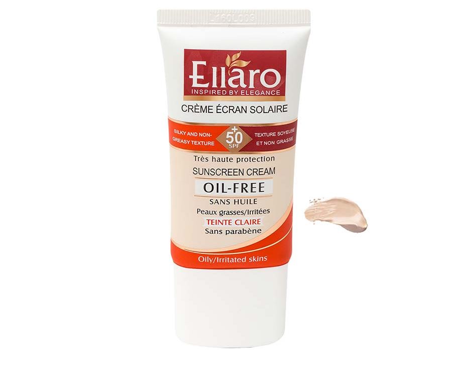 کرم ضدآفتاب بژ روشن فاقد چربی الارو، حاوی SPF 50 بوده و از پوست در برابر بیش از ۹۸ درصد از پرتوهای مضر نور خورشید UVA و UVB محافظت می کند.